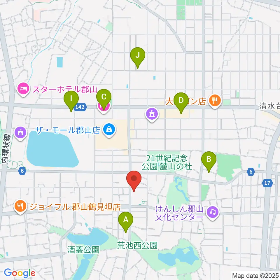 郡山市郡山公会堂周辺のホテル一覧地図