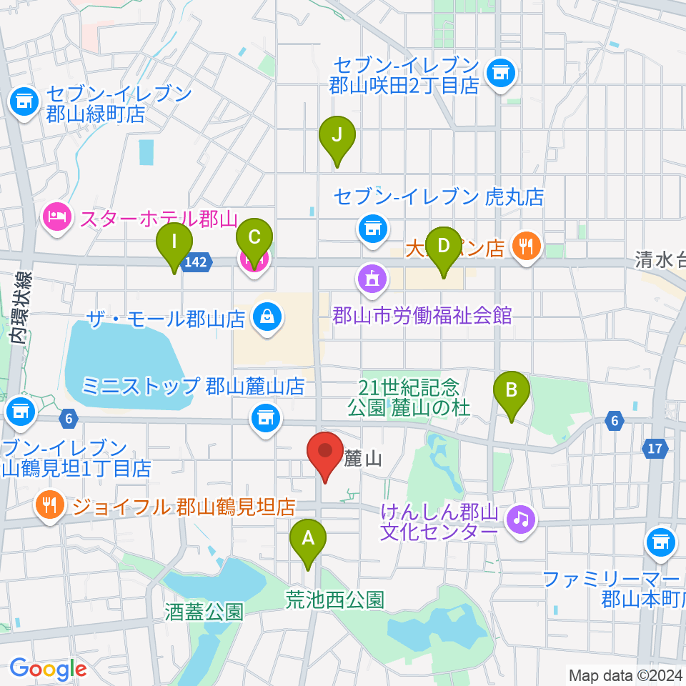 郡山市中央公民館・勤労青少年ホーム周辺のホテル一覧地図