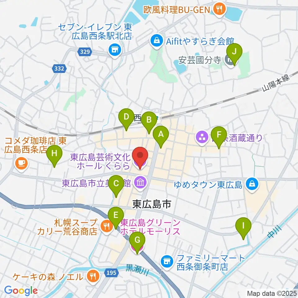 東広島芸術文化ホールくらら周辺のホテル一覧地図