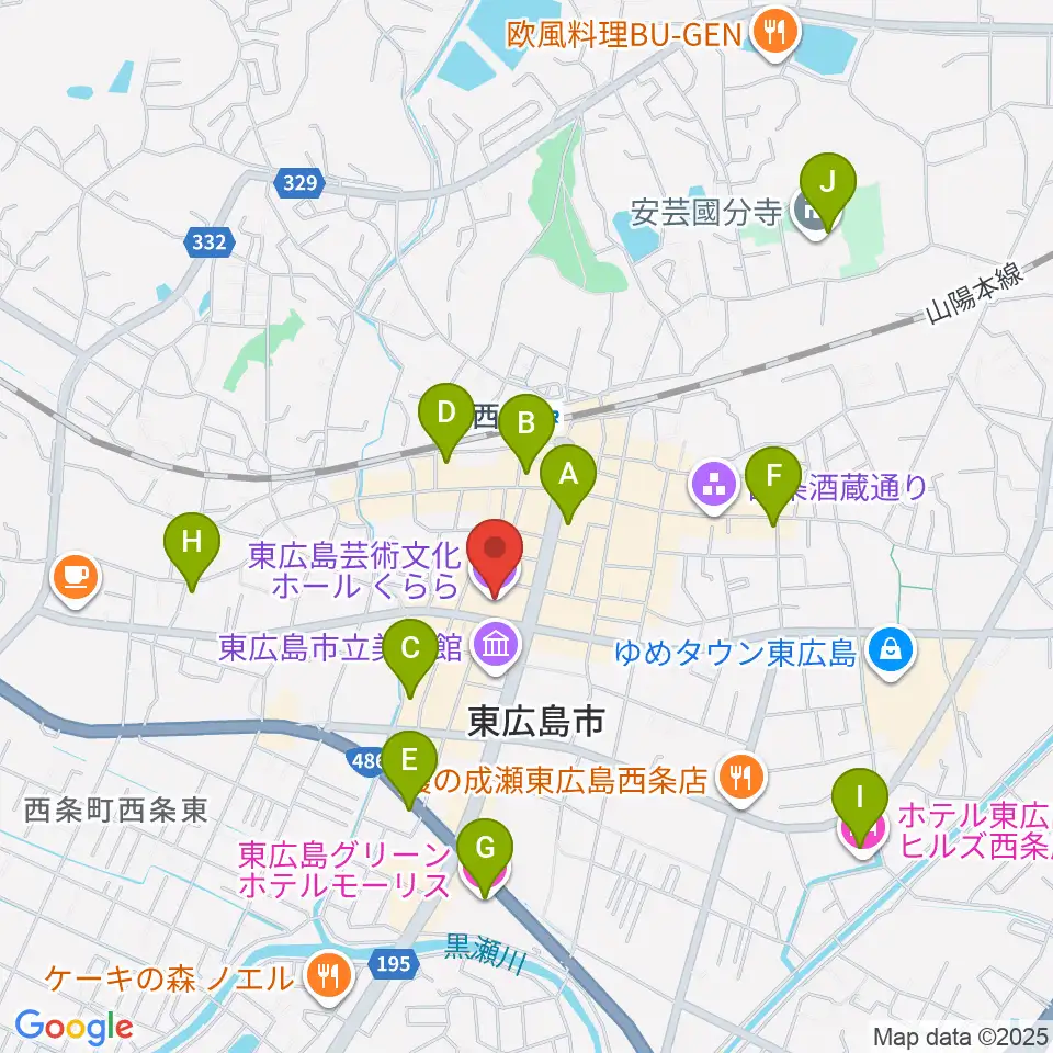 東広島芸術文化ホールくらら周辺のホテル一覧地図