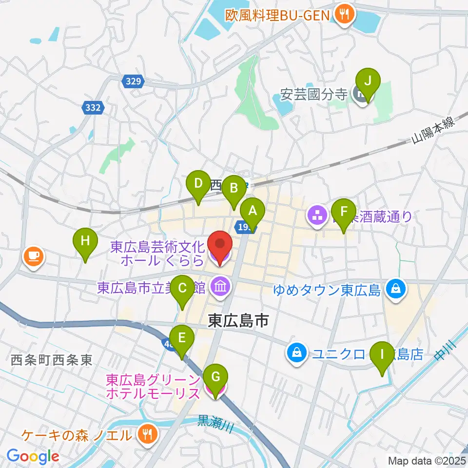 東広島芸術文化ホールくらら周辺のホテル一覧地図