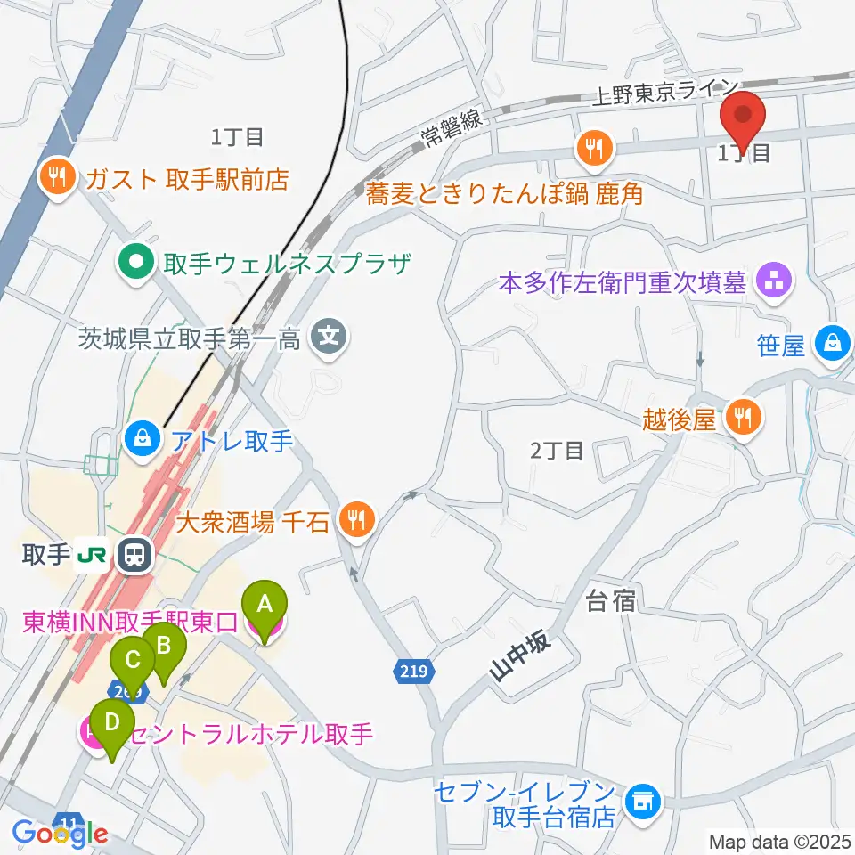 取手Atelier ju-tou(アトリエ ジュトウ)周辺のホテル一覧地図