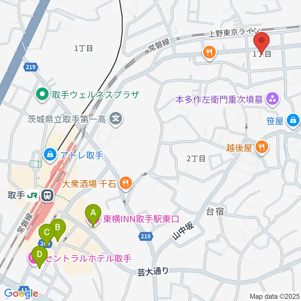 取手Atelier ju-tou(アトリエ ジュトウ)周辺のホテル一覧地図