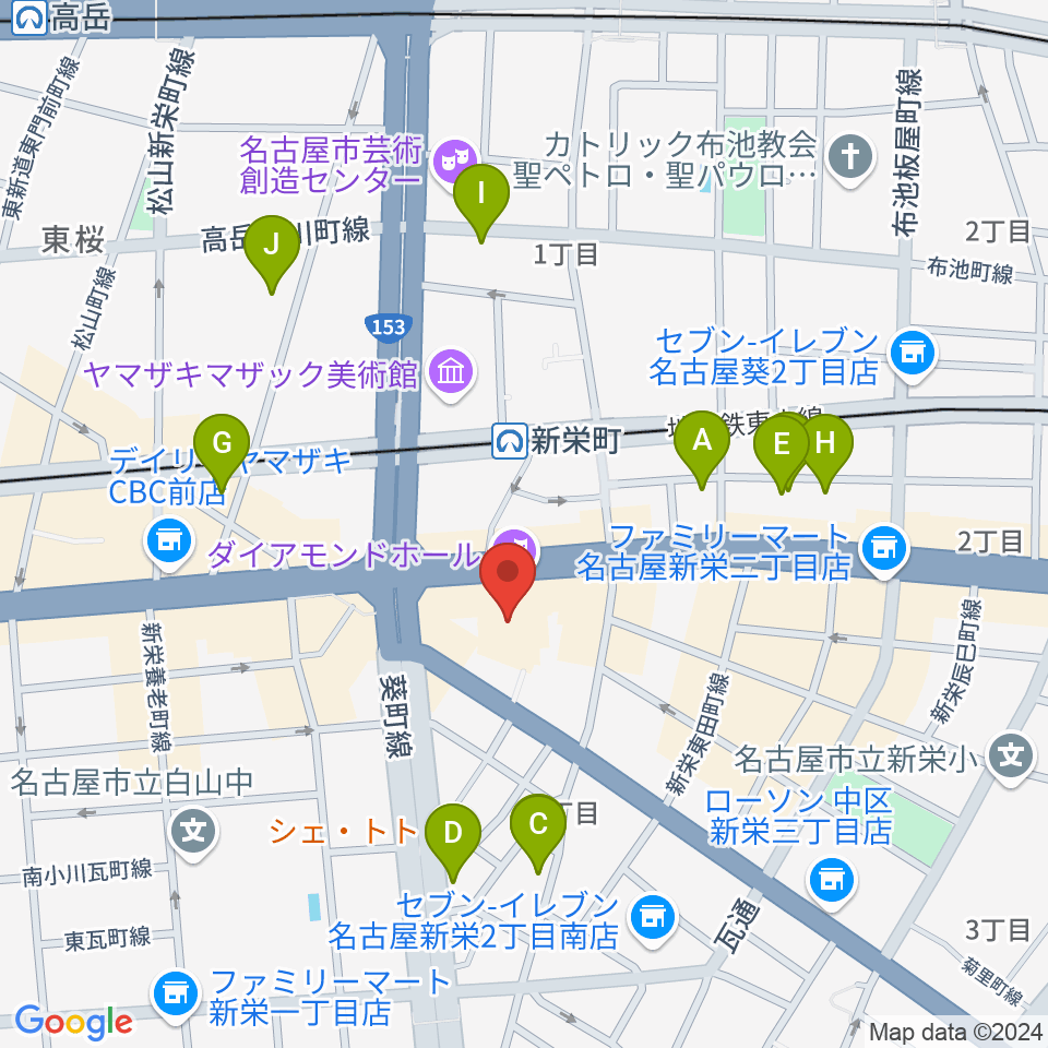 名古屋ダイアモンドホール周辺のホテル一覧地図