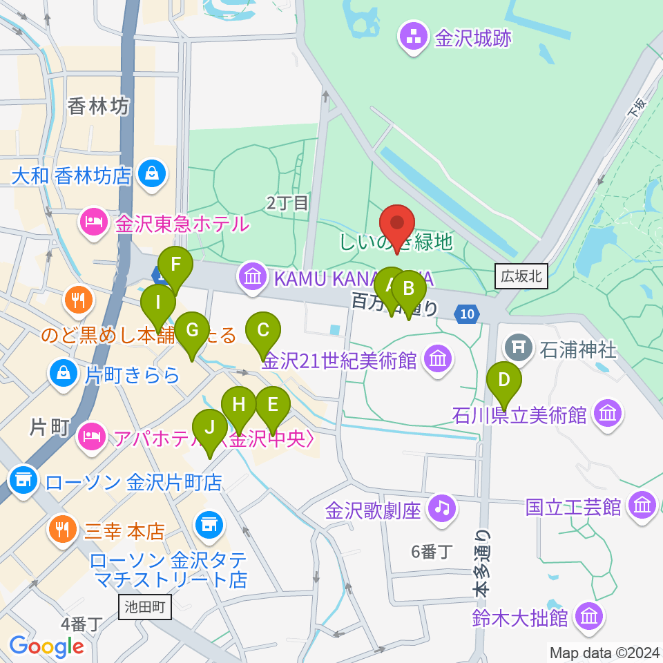 しいのき迎賓館周辺のホテル一覧地図