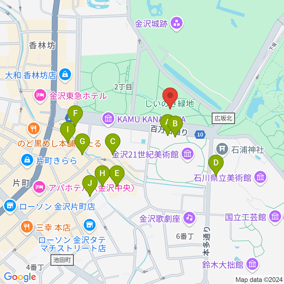 しいのき迎賓館周辺のホテル一覧地図