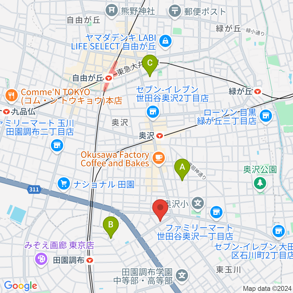 田園調布リトルジャイアント周辺のホテル一覧地図