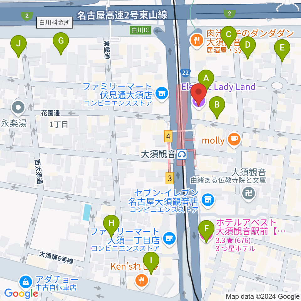 名古屋エレクトリックレディランド周辺のホテル一覧地図