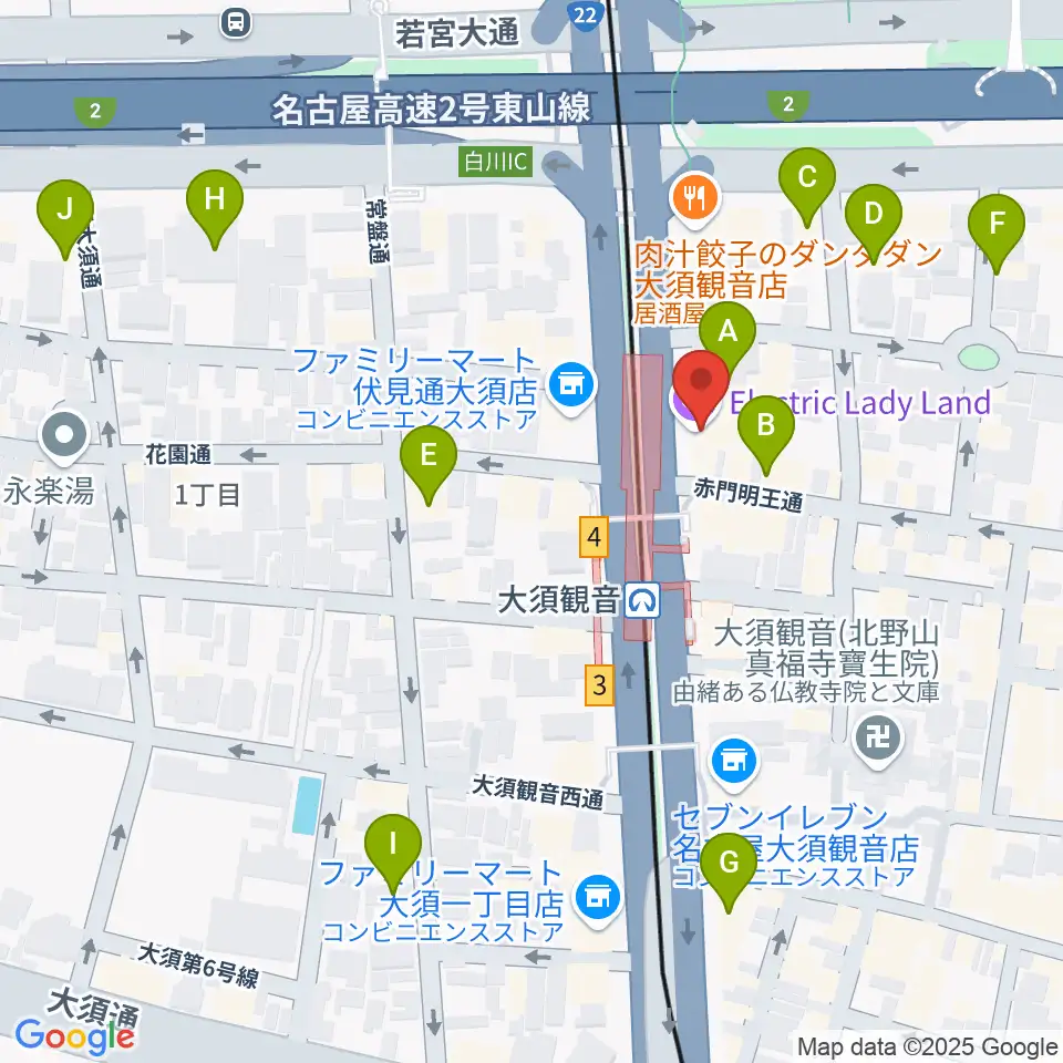 名古屋エレクトリックレディランド周辺のホテル一覧地図
