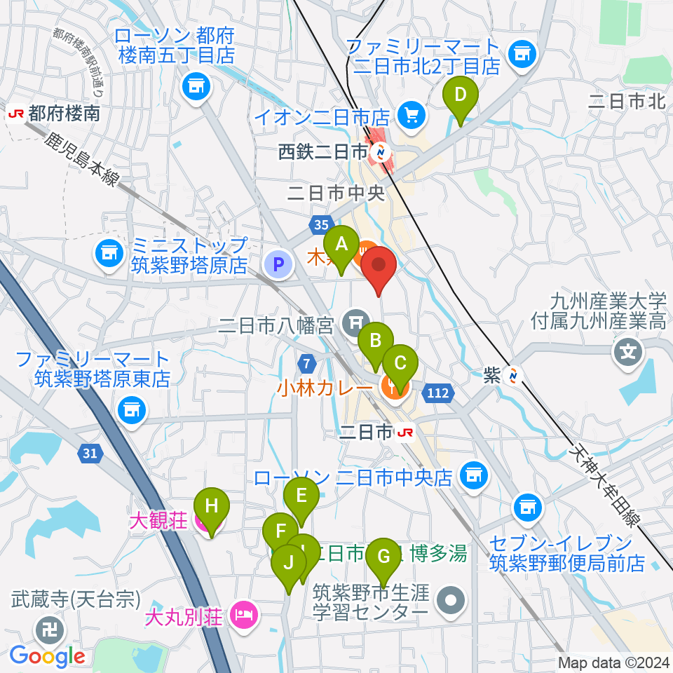 二日市ムーヴメント周辺のホテル一覧地図