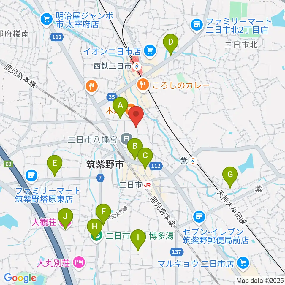 二日市ムーヴメント周辺のホテル一覧地図