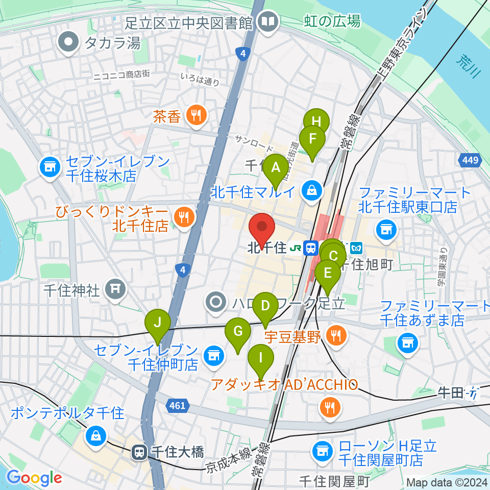 北千住Cub周辺のホテル一覧地図