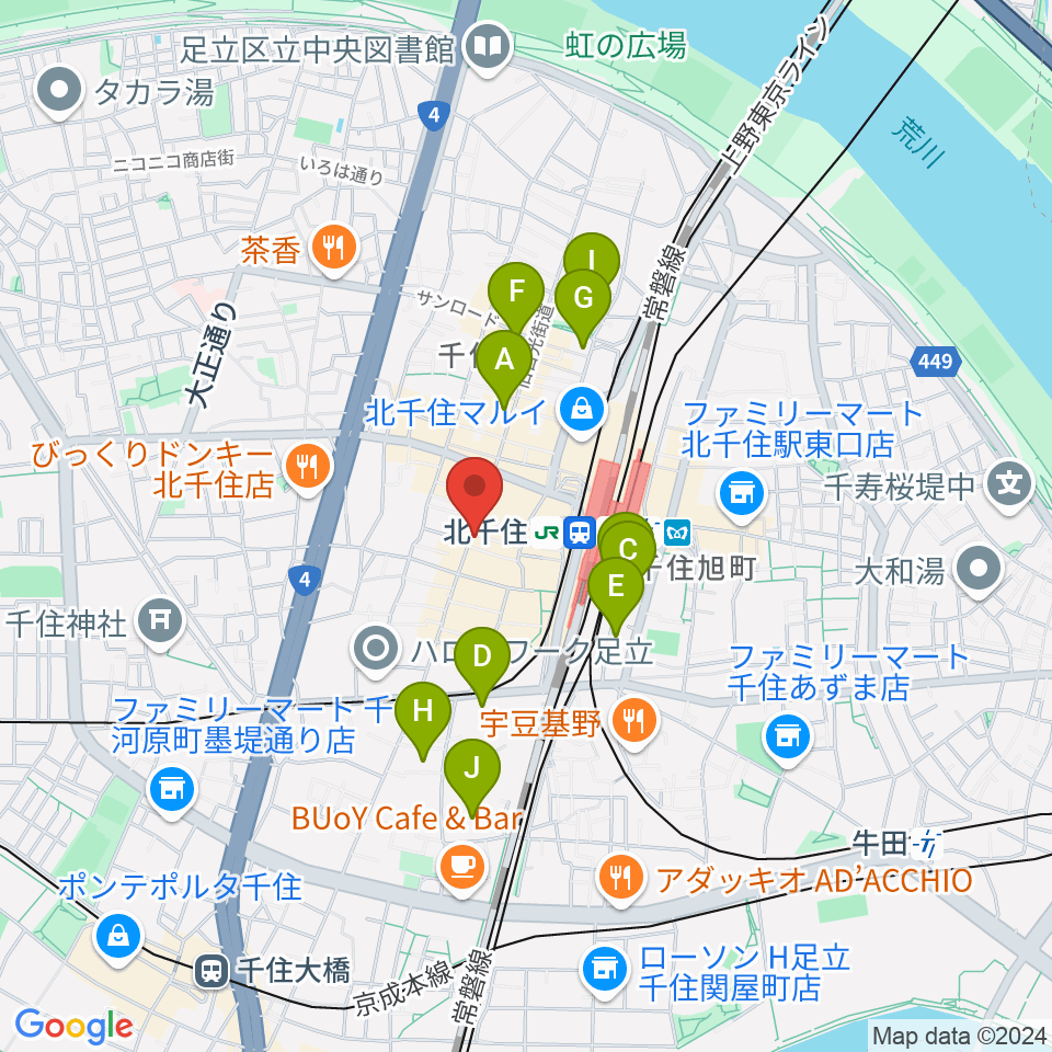 北千住Cub周辺のホテル一覧地図