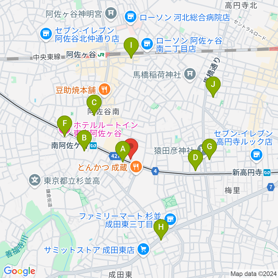 ニュースター楽器 阿佐ヶ谷センター周辺のホテル一覧地図