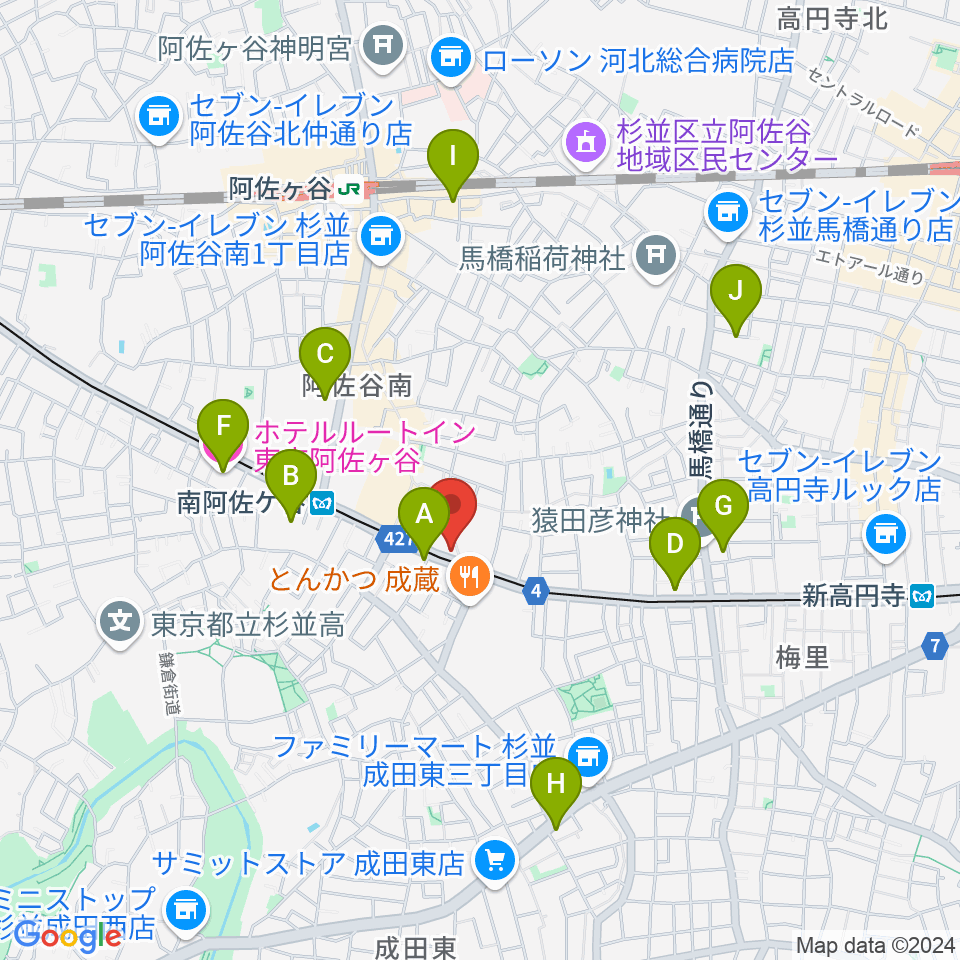 ニュースター楽器 阿佐ヶ谷センター周辺のホテル一覧地図