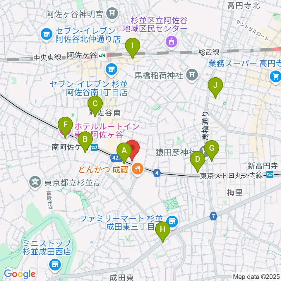 ニュースター楽器 阿佐ヶ谷センター周辺のホテル一覧地図