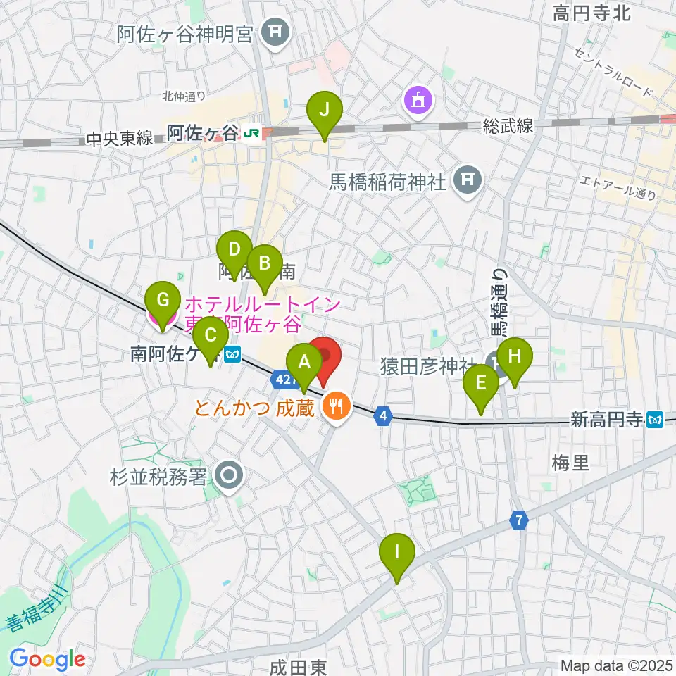 ニュースター楽器 阿佐ヶ谷センター周辺のホテル一覧地図