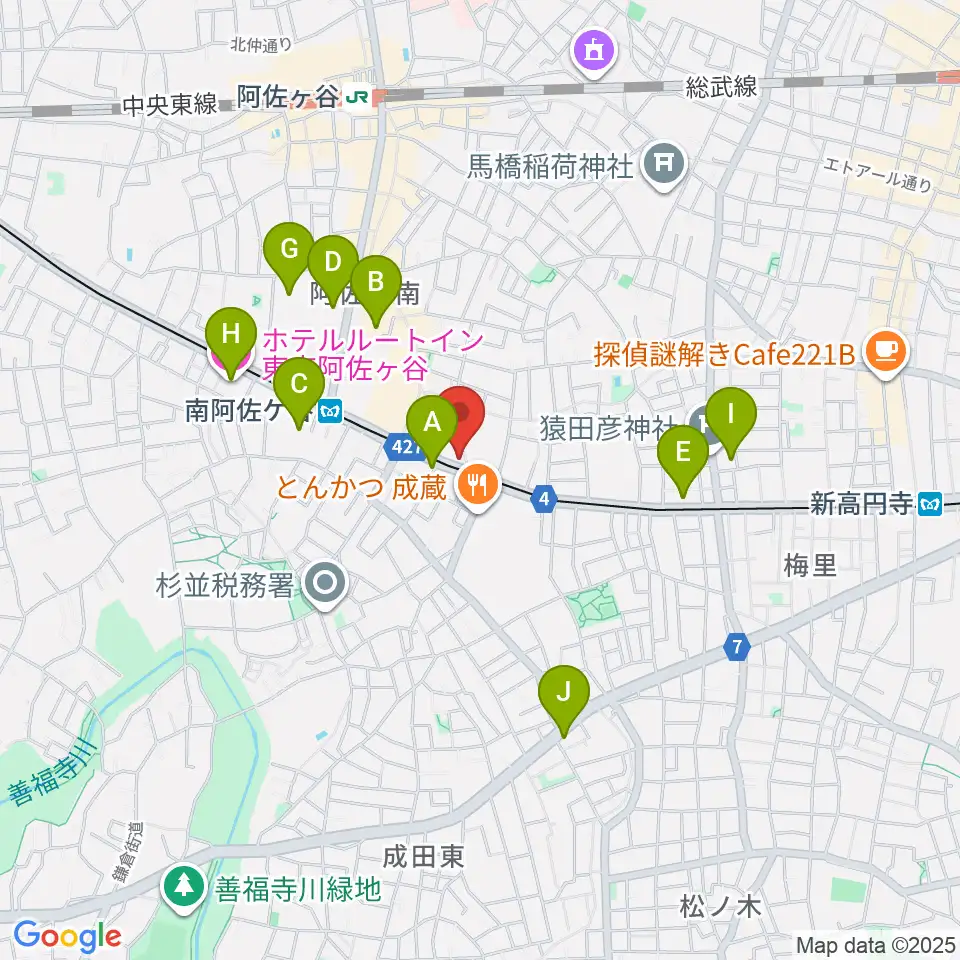 ニュースター楽器 阿佐ヶ谷センター周辺のホテル一覧地図