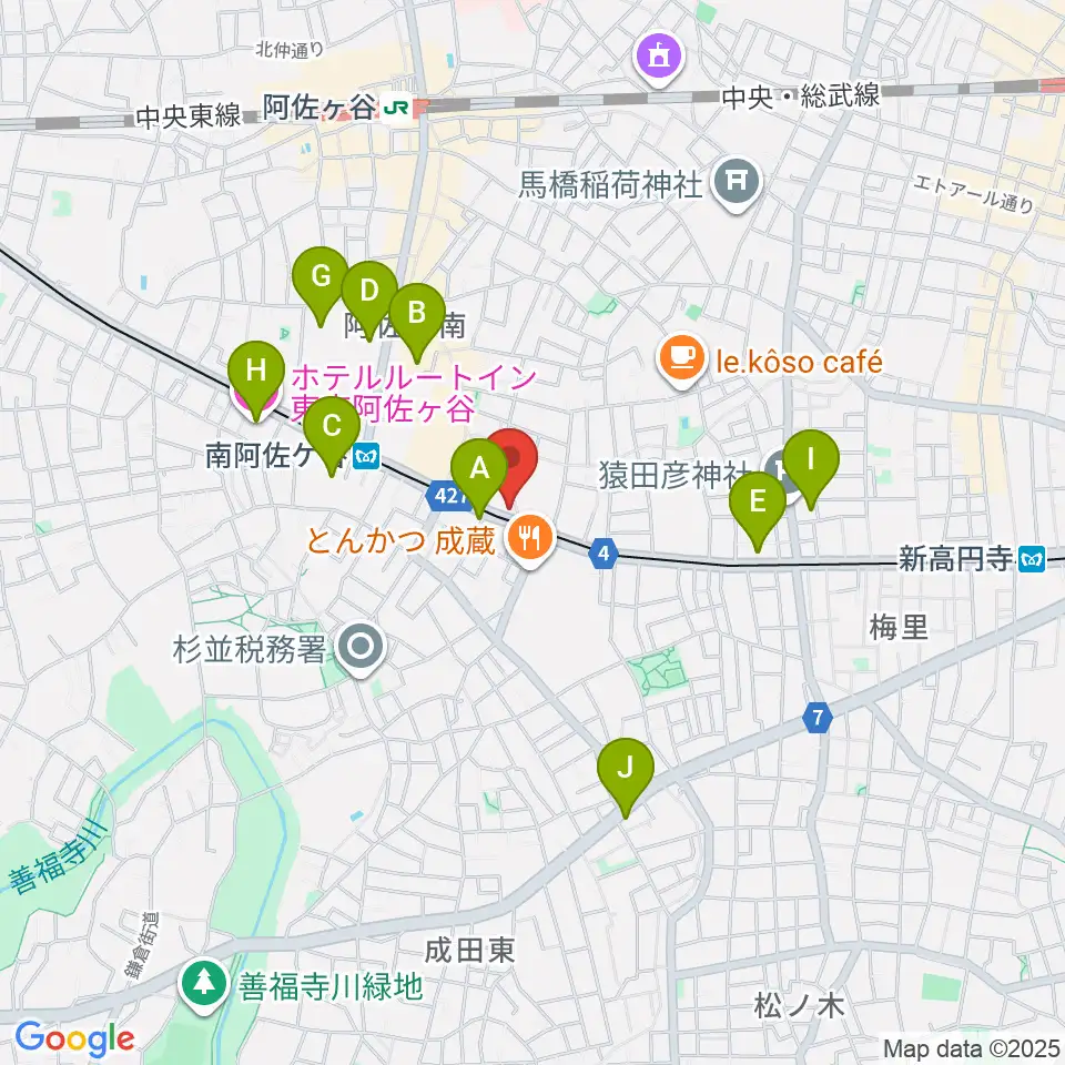 ニュースター楽器 阿佐ヶ谷センター周辺のホテル一覧地図