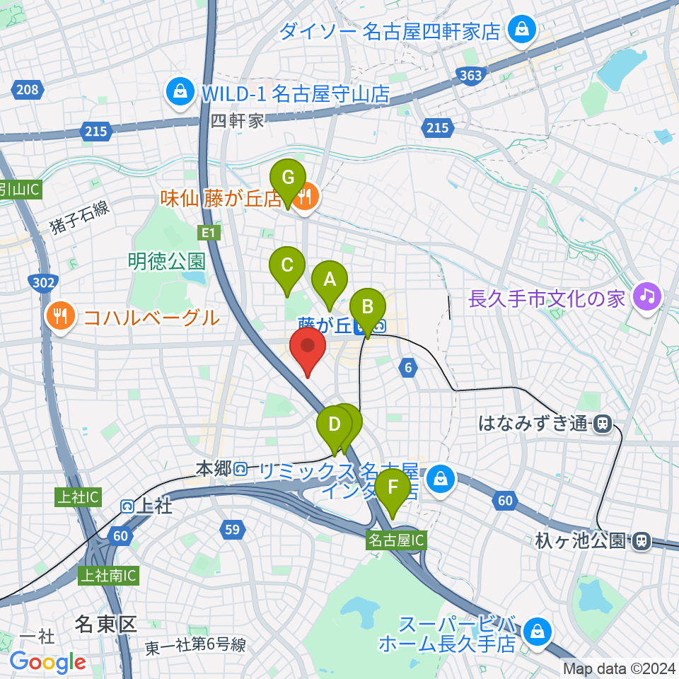 名古屋ミュージックファーム周辺のホテル一覧地図