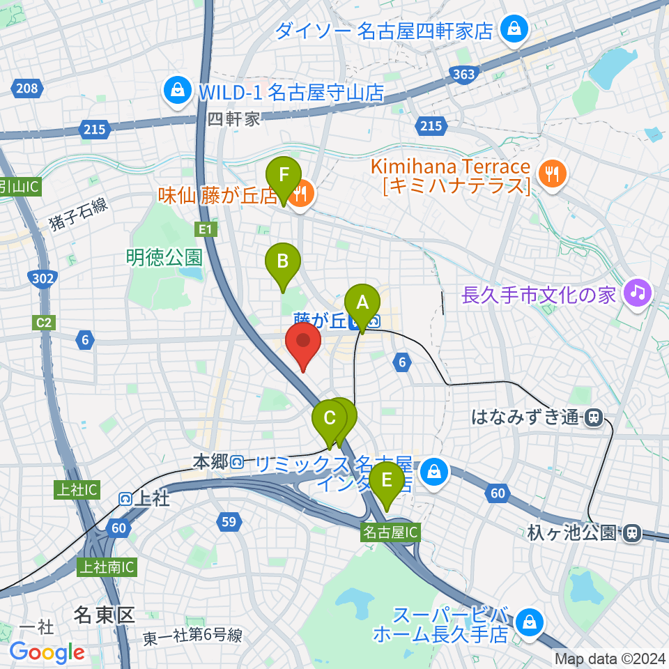 名古屋ミュージックファーム周辺のホテル一覧地図