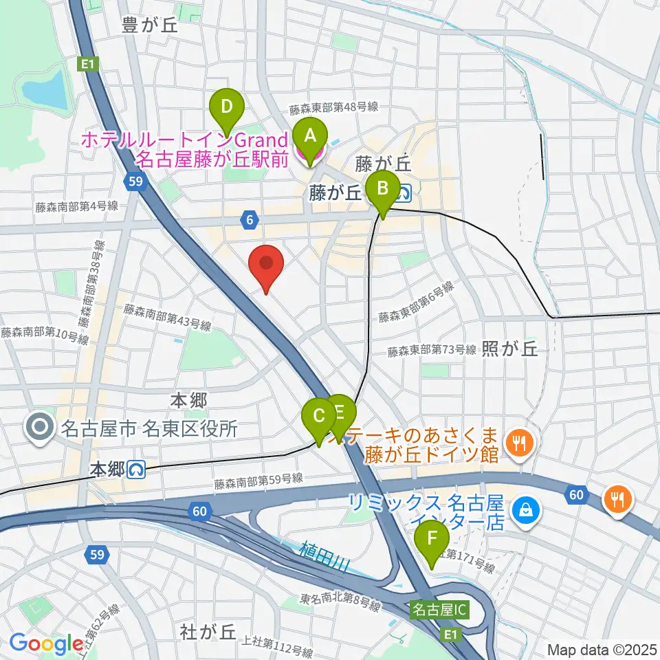 名古屋ミュージックファーム周辺のホテル一覧地図