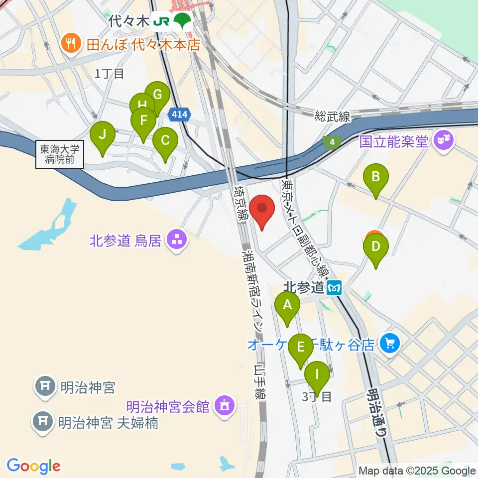 GRAPES北参道周辺のホテル一覧地図