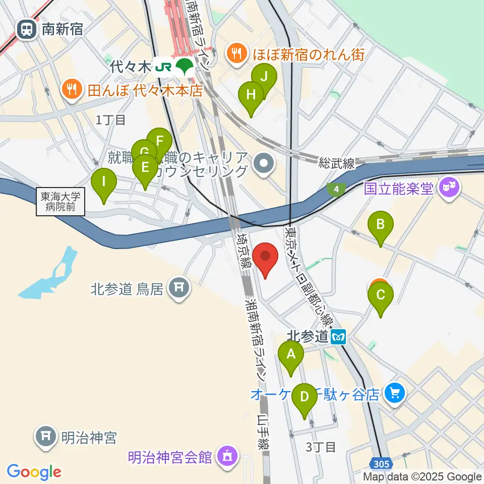 GRAPES北参道周辺のホテル一覧地図