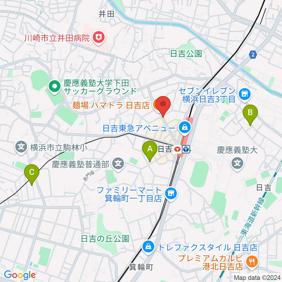 日吉ワンダーウォール周辺のホテル一覧地図