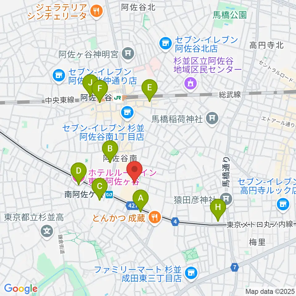 南阿佐ヶ谷ON THE ROOF plus周辺のホテル一覧地図