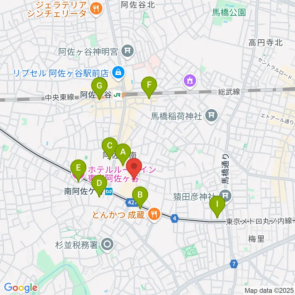 南阿佐ヶ谷ON THE ROOF plus周辺のホテル一覧地図