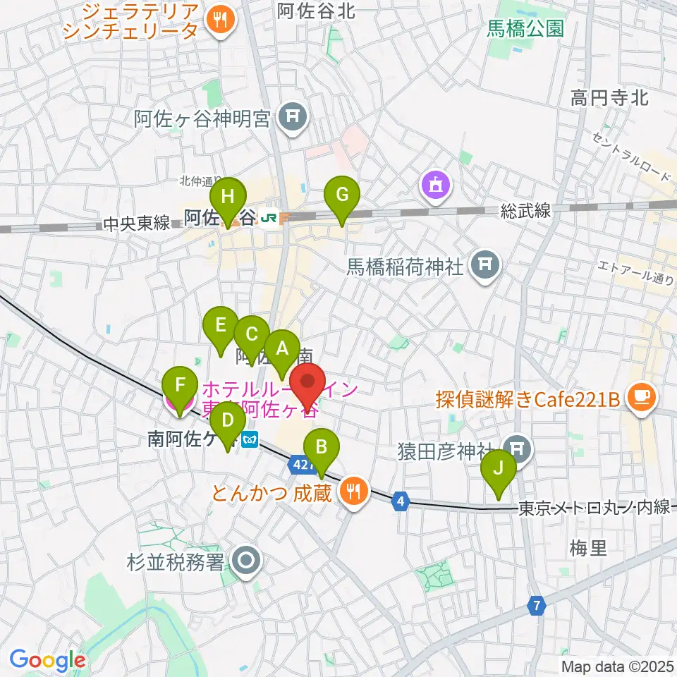 南阿佐ヶ谷ON THE ROOF plus周辺のホテル一覧地図