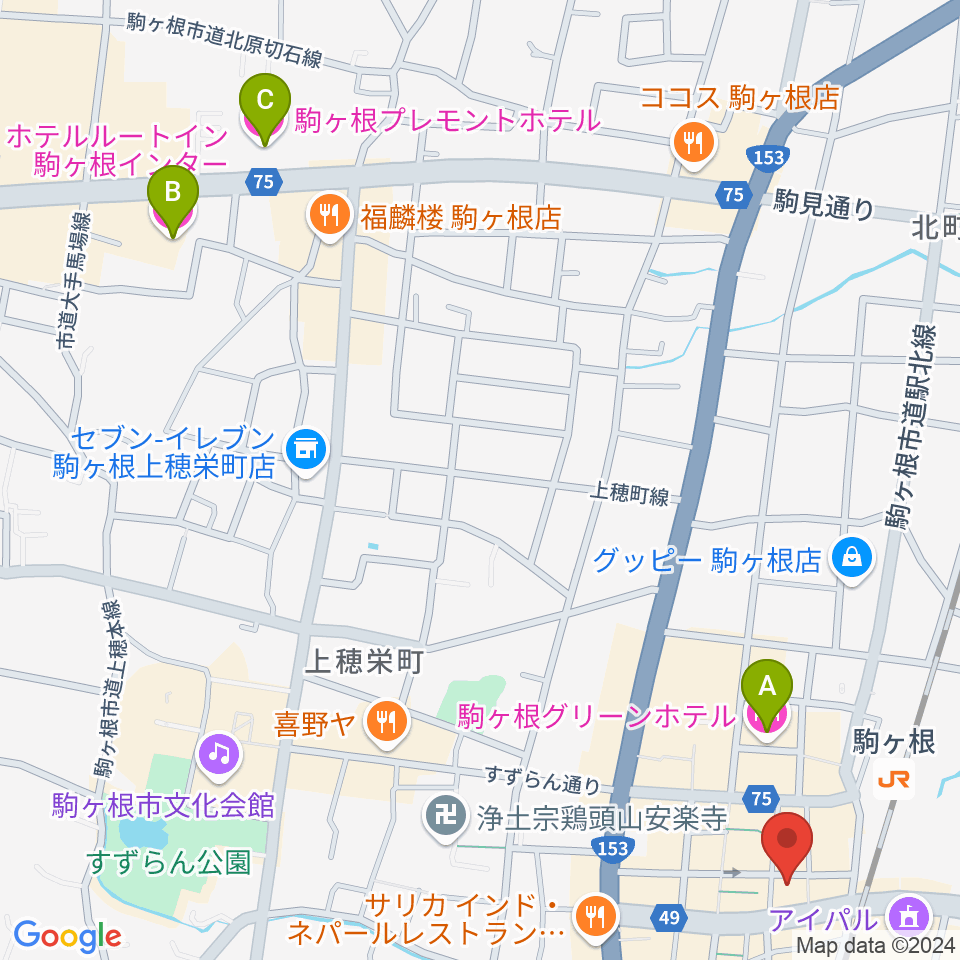 駒ヶ根NIRVASH周辺のホテル一覧地図