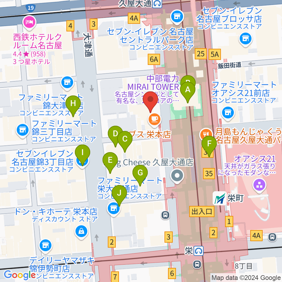 名古屋栄ムジカ周辺のホテル一覧地図