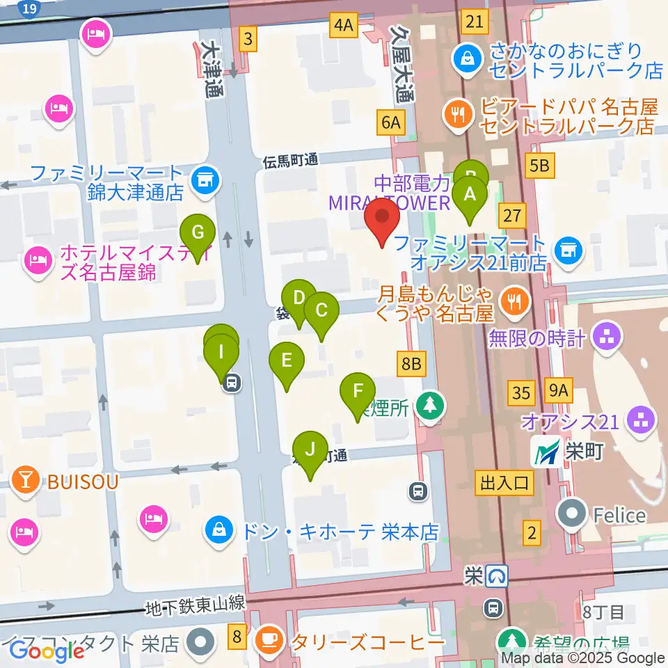 名古屋栄ムジカ周辺のホテル一覧地図