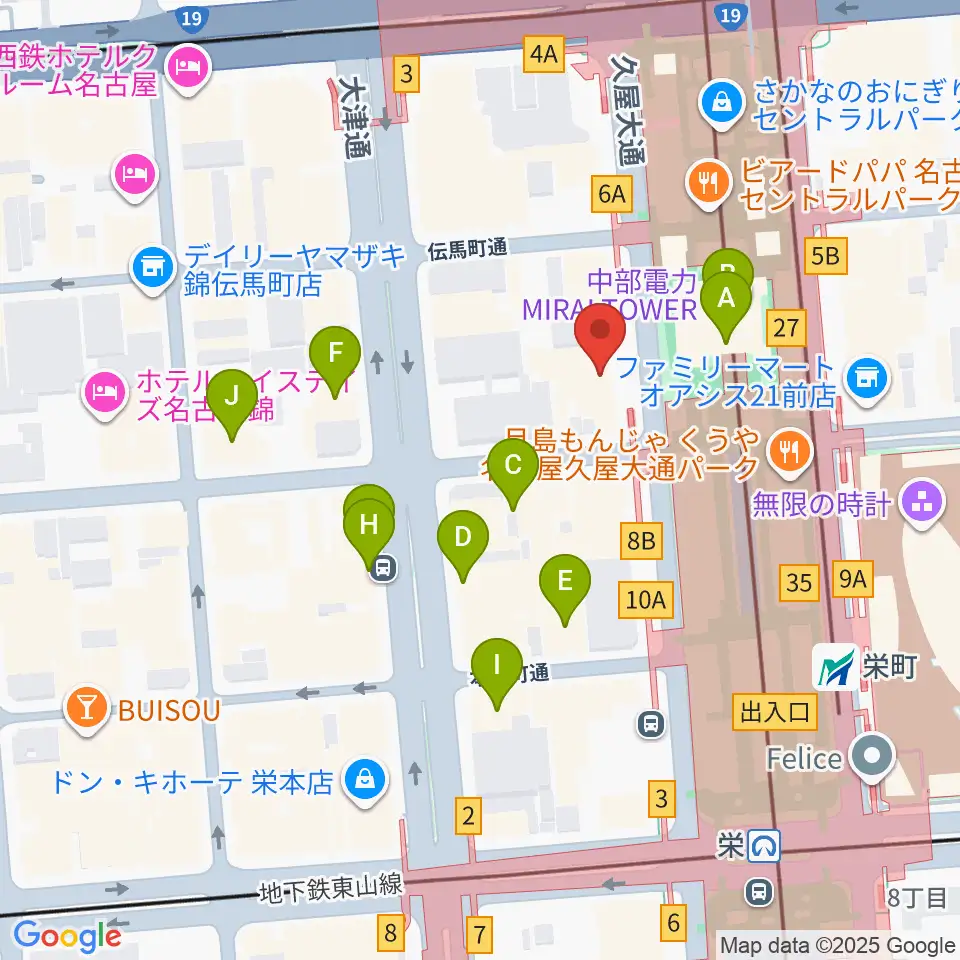 名古屋栄ムジカ周辺のホテル一覧地図