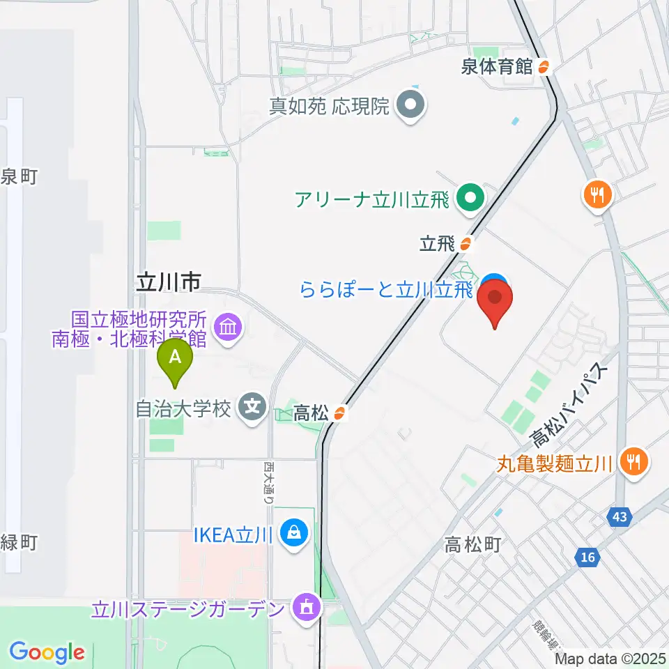 タワーレコードららぽーと立川立飛店周辺のホテル一覧地図