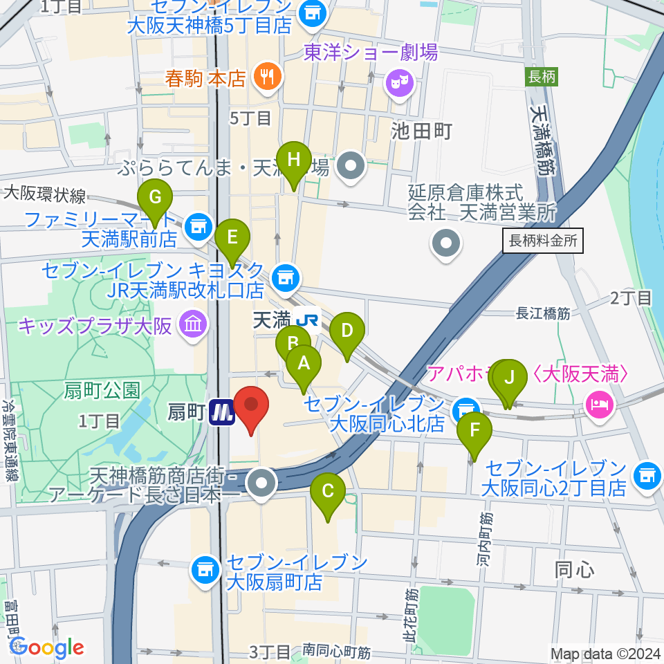 扇町para-dice周辺のホテル一覧地図