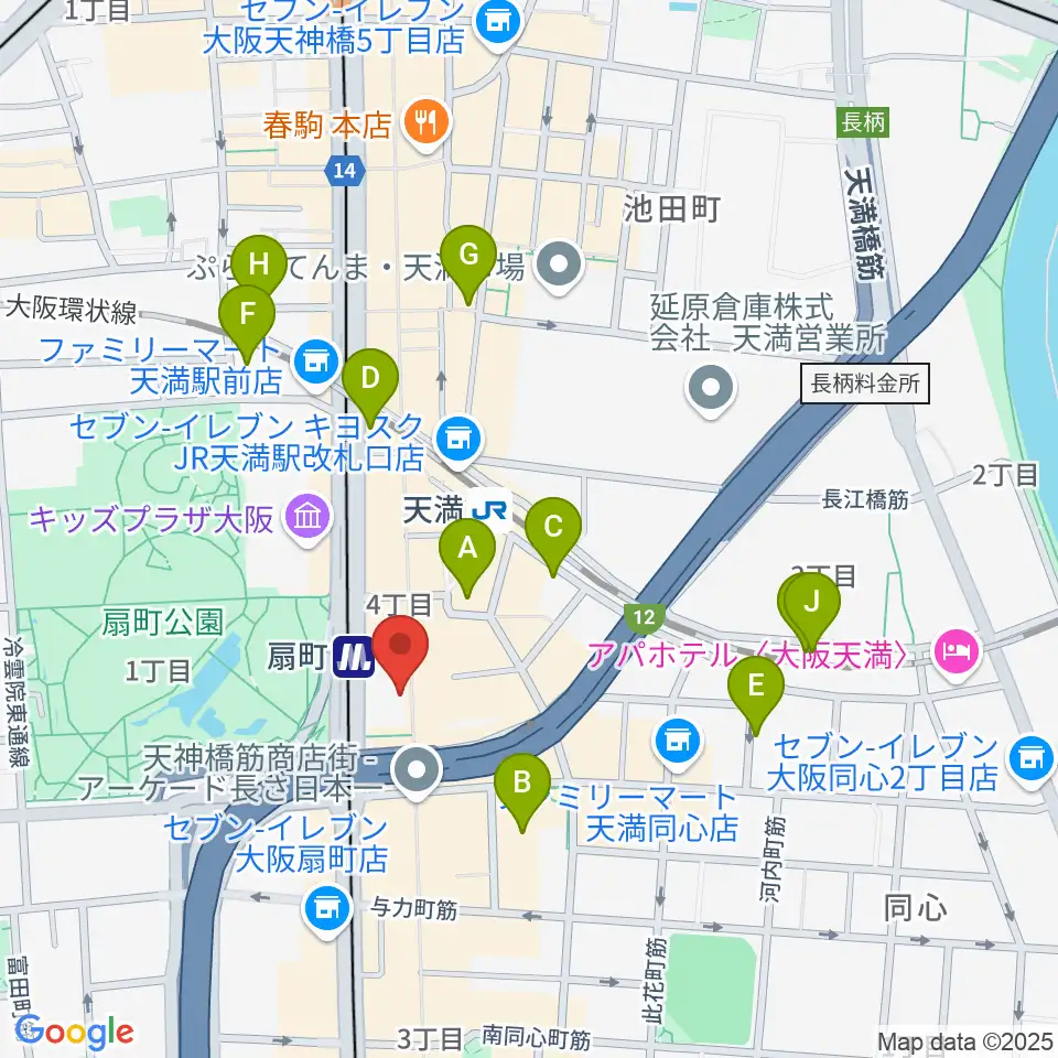 扇町para-dice周辺のホテル一覧地図