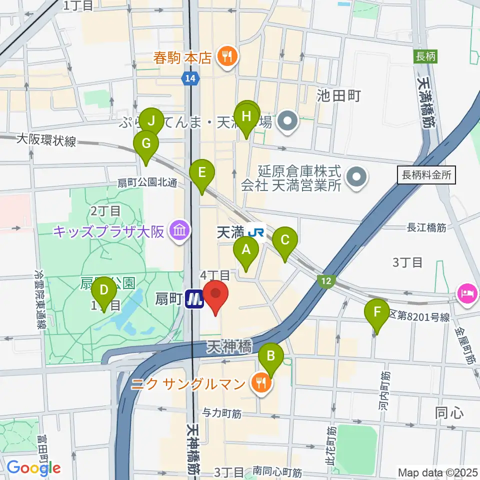 扇町para-dice周辺のホテル一覧地図