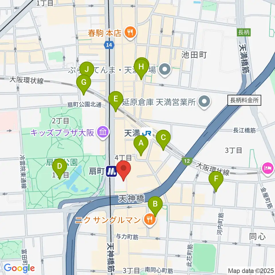 扇町para-dice周辺のホテル一覧地図