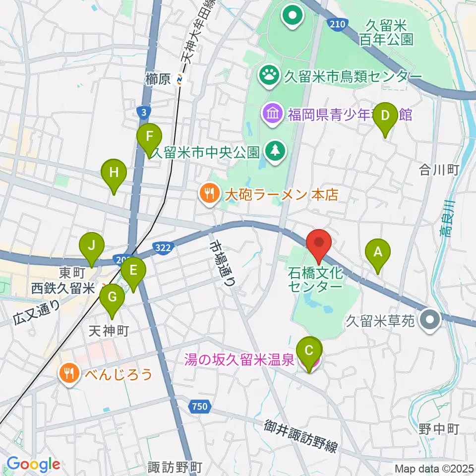 石橋文化会館周辺のホテル一覧地図