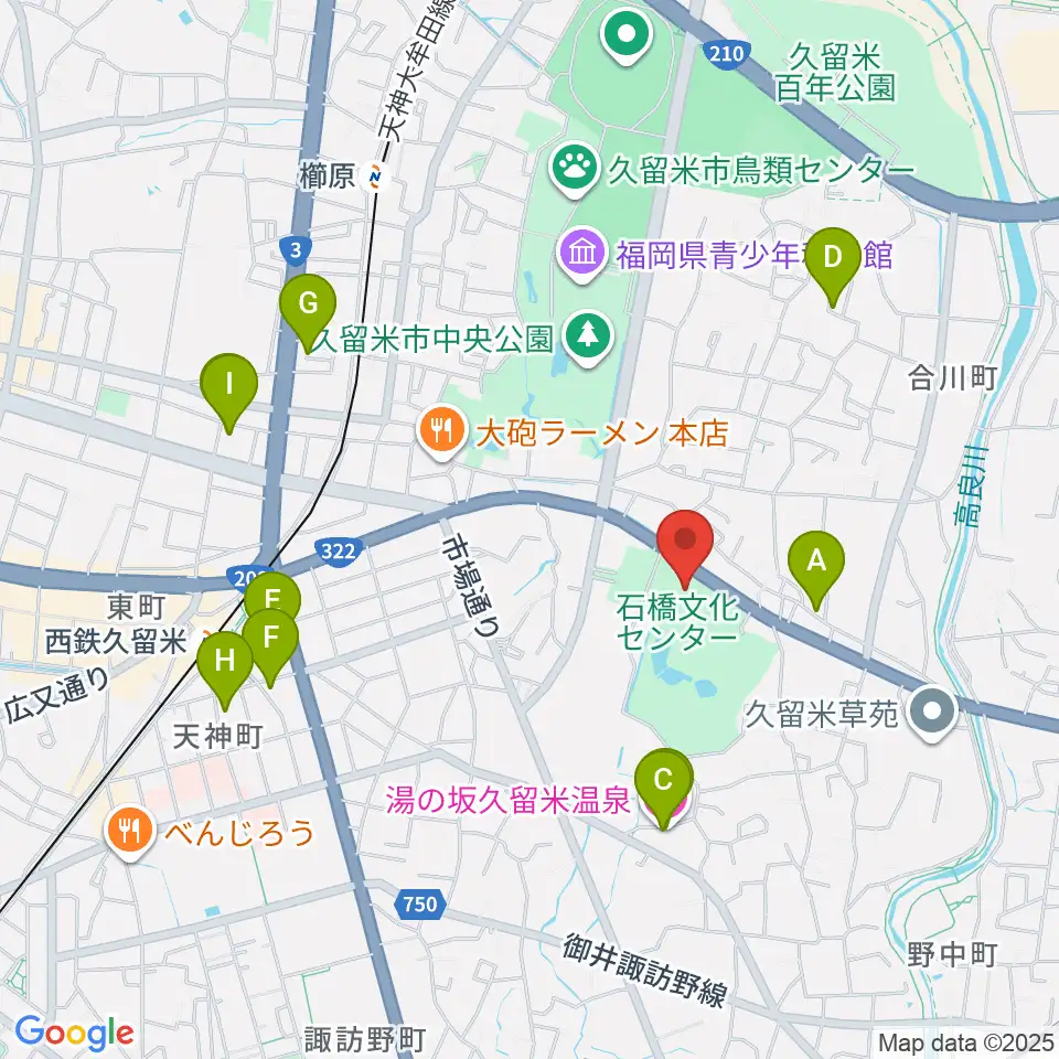 石橋文化会館周辺のホテル一覧地図