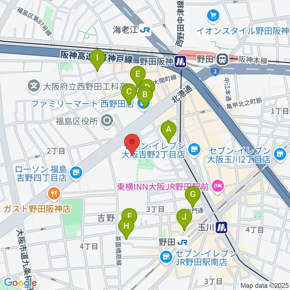 福島区民センター ホール周辺のホテル一覧地図