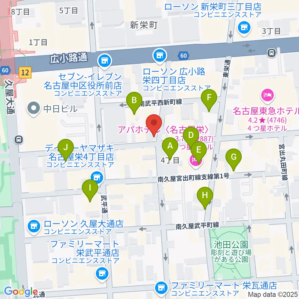 名古屋栄TIGHT ROPE周辺のホテル一覧地図