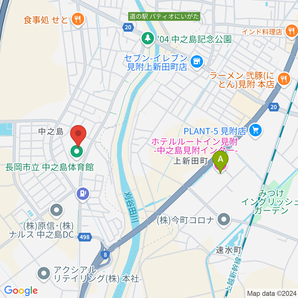 長岡市中之島文化センター周辺のホテル一覧地図