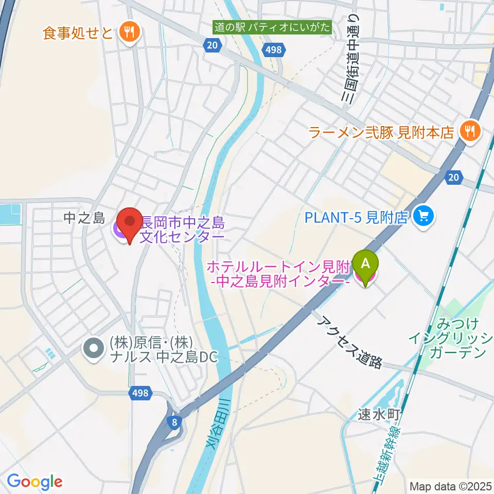 長岡市中之島文化センター周辺のホテル一覧地図