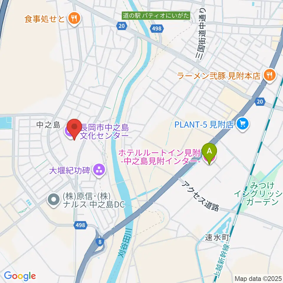 長岡市中之島文化センター周辺のホテル一覧地図