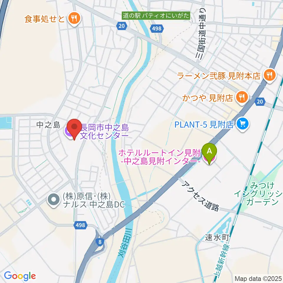 長岡市中之島文化センター周辺のホテル一覧地図