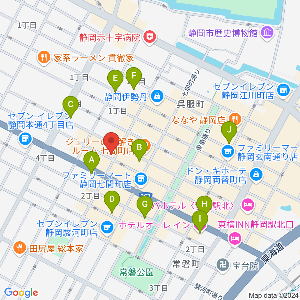 静岡ブラウンシュガー周辺のホテル一覧地図